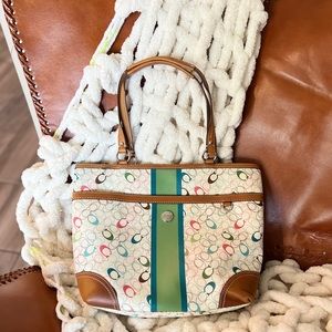 Coach Multicolor Signature Coated Canvas Leather Chelsea Heritage Stripe Tote